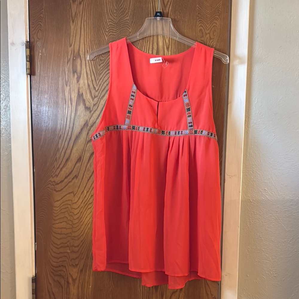 Vibrant Orange Embellished Relaxed Tank Top